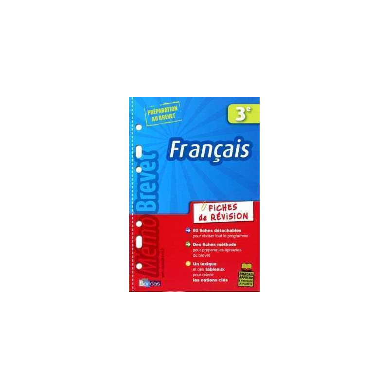 Memobrevet 3eme : Francais (Fiches de Revision)