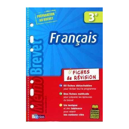 Memobrevet 3eme : Francais (Fiches de Revision)