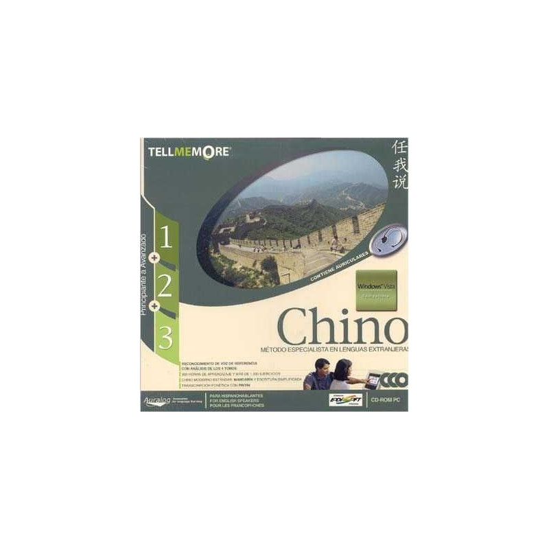 Tell Me More Chino 1-2-3 con auriculares CD Rom PC  Windows Vista