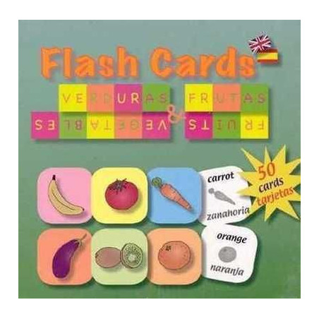 Flash Cards Frutas Verduras Ingles Español (50 tarjetas)