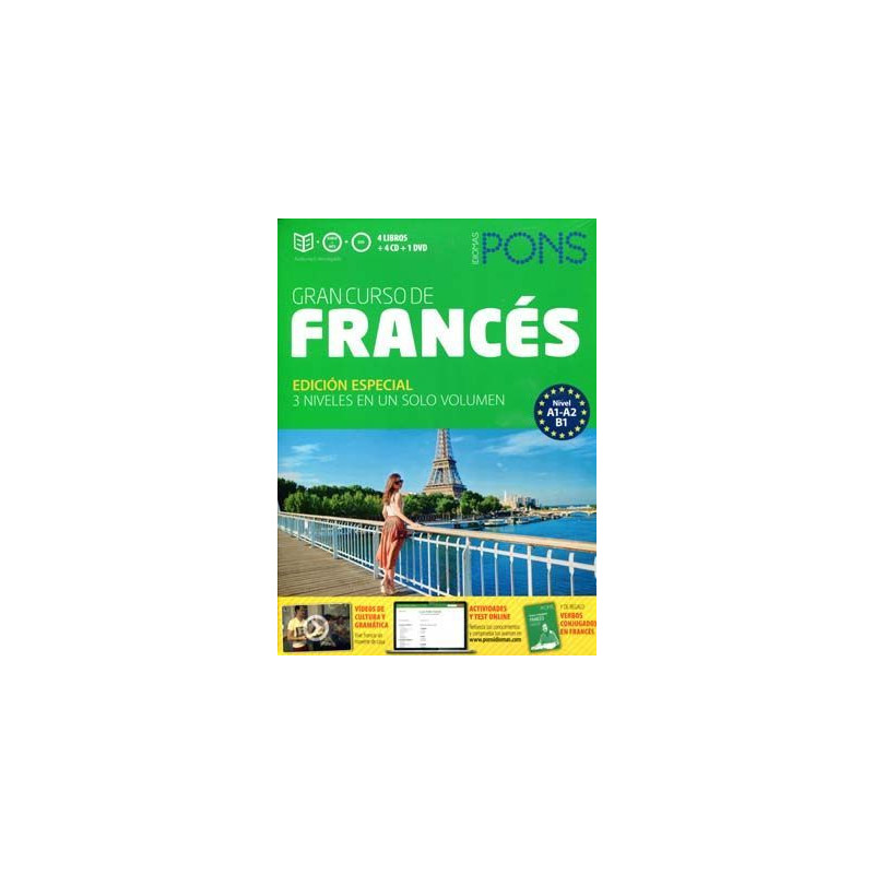 Gran Curso de Frances A1/B1 4 libros+6 cds + DVD+ verbos