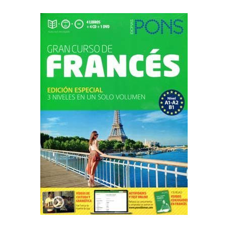 Gran Curso de Frances A1/B1 4 libros+6 cds + DVD+ verbos