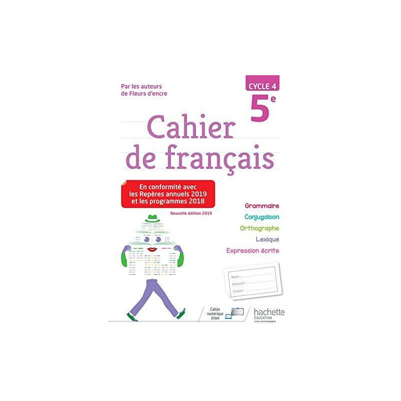 Cahier de Français cycle 4  5eme 2019