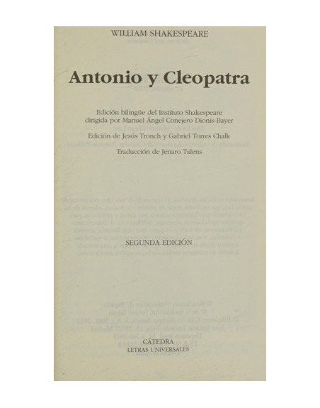 Antonio y Cleopatra Ingles Bilingüe